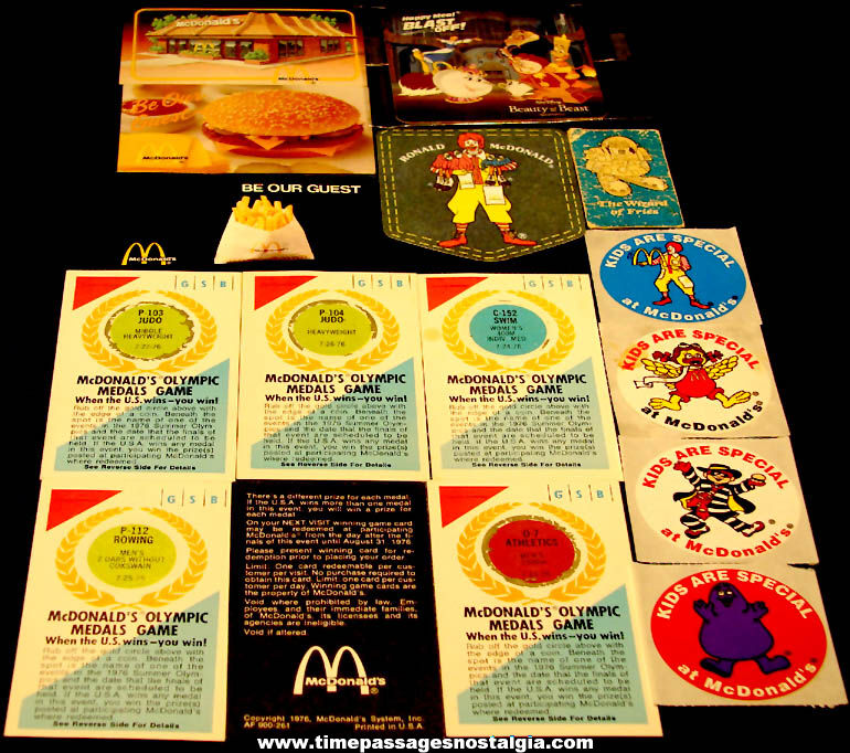 (16) Small Old McDonalds Fast Food Advertising Premium and Prize Paper Items