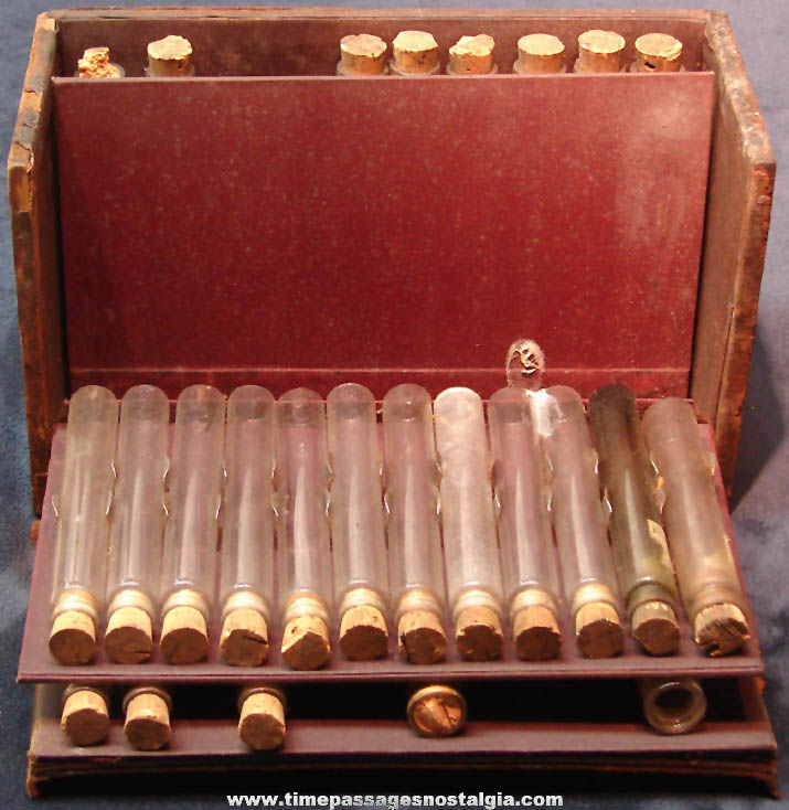 1895 Herbene Pharmacal Company Pharmacy Case w/(32) Cork Cap Bottles & Paperwork