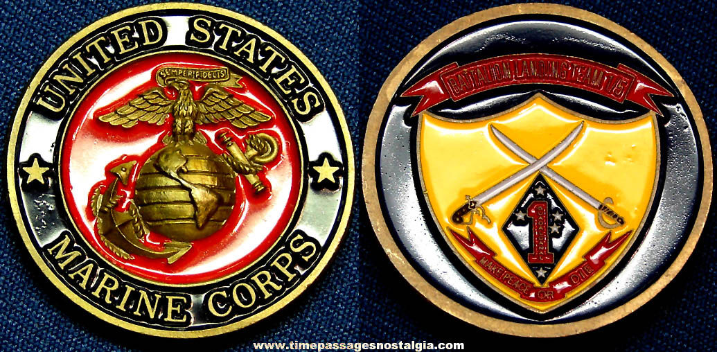 Old Enameled United States Marine Corps Advertising Coin