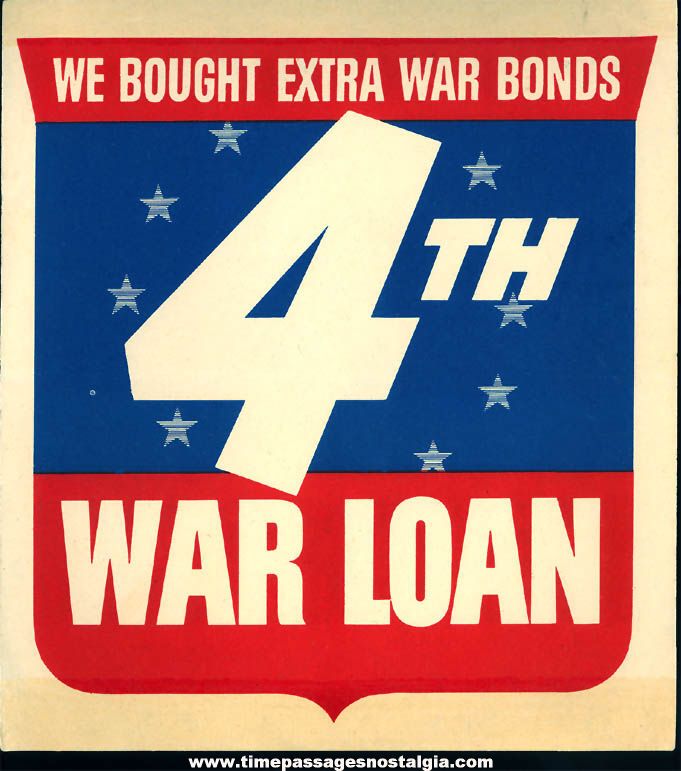 1944 United States World War II 4th War Loan War Bonds Home Front Paper Advertisement