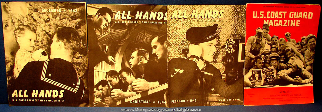 (4) Different 1940s World War II United States Coast Guard Sailor Magazines