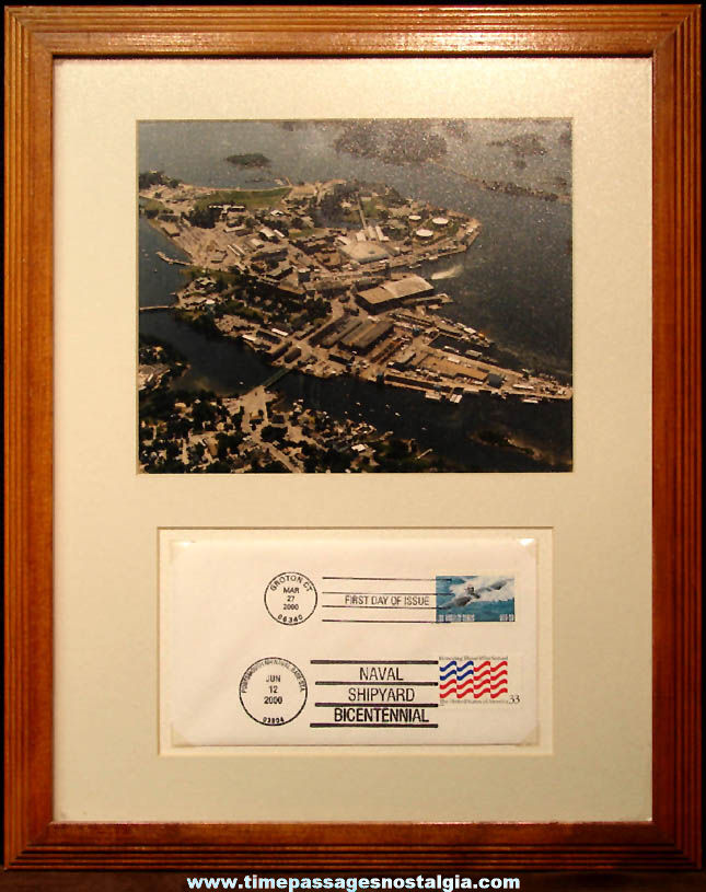 Framed New London and Portsmouth Naval Submarine Bases Photograph & First Day Covers