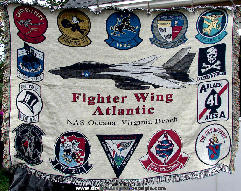 United States Air Force Fighter Wing Atlantic NAS Oceana Virginia Beach Advertising Souvenir Throw Blanket