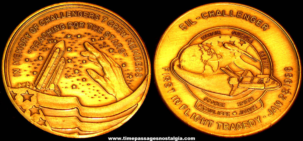 Challenger Space Shuttle Memorial Commemorative Bronze Medal Coin
