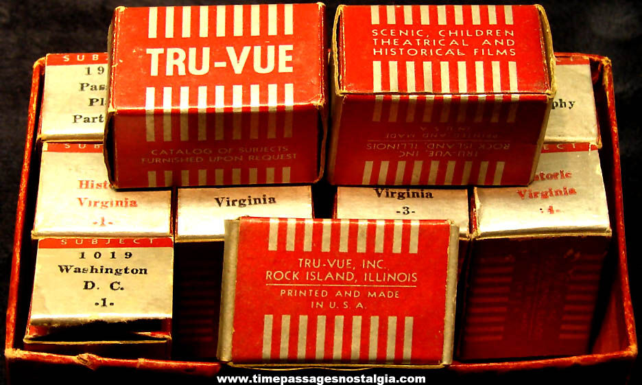 (12) Different Old Boxed Tru Vue Viewer Black & White Film Strips
