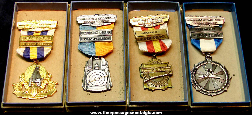 (4) Different Old Unused Blackinton Gun Competition Award Medals