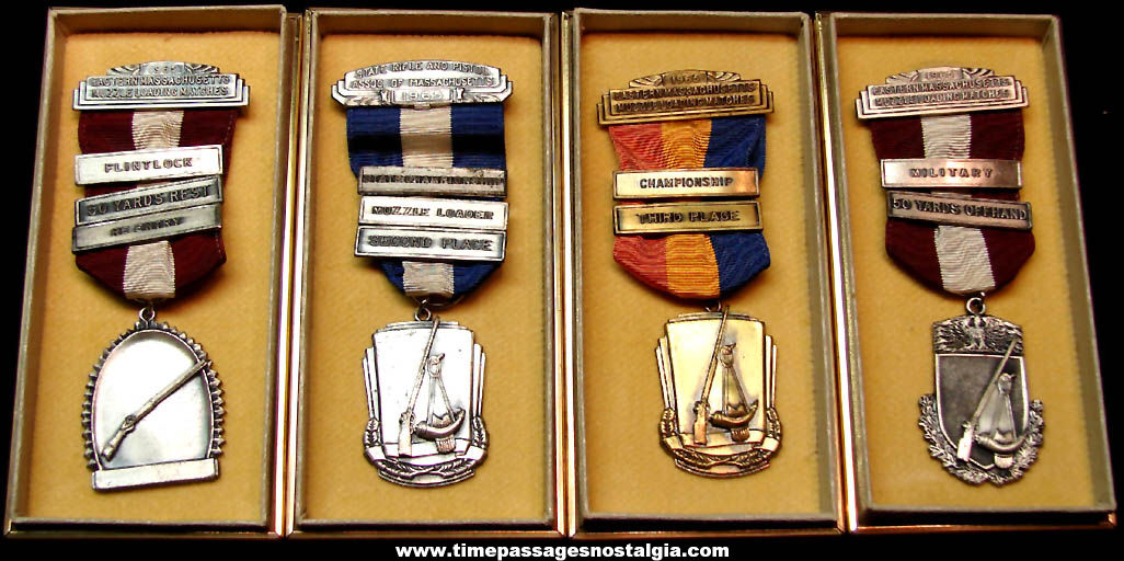 (4) Different Old Unused Blackinton Gun Competition Award Medals