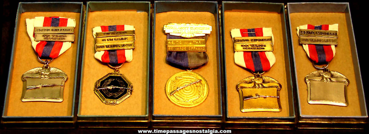 (5) Different Old Unused Blackinton Gun Competition Award Medals