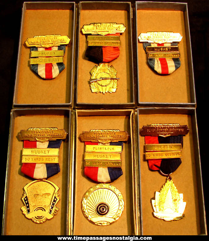 (6) Different Old Unused Blackinton Gun Competition Award Medals