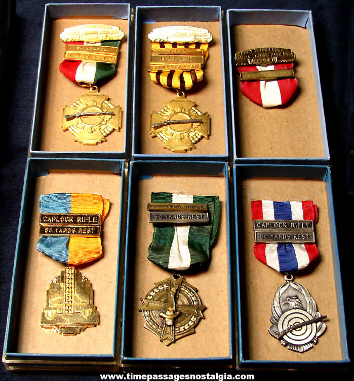 (6) Different Old Unused Blackinton Gun Competition Award Medals
