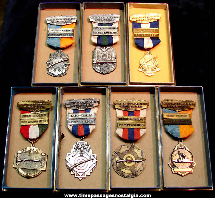 (7) Different Old Unused Blackinton Gun Competition Award Medals