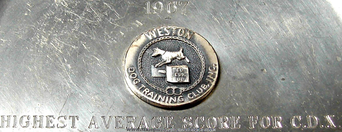 1967 Engraved Weston Dog Training Club Old Sturbridge Village Pewter Metal Award Plate