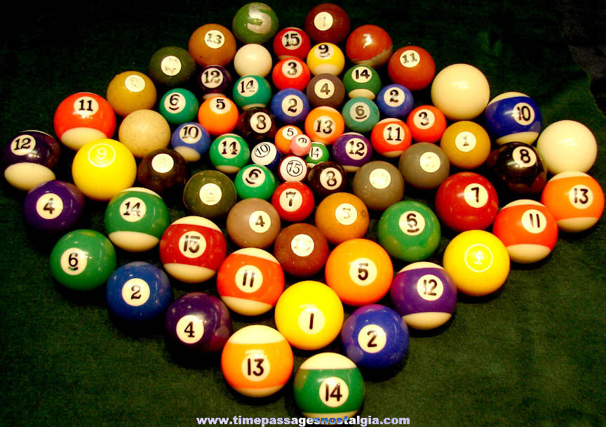 (71) Different Size Small Pool Game Balls For Miniature or Childrens Toy Pool Tables