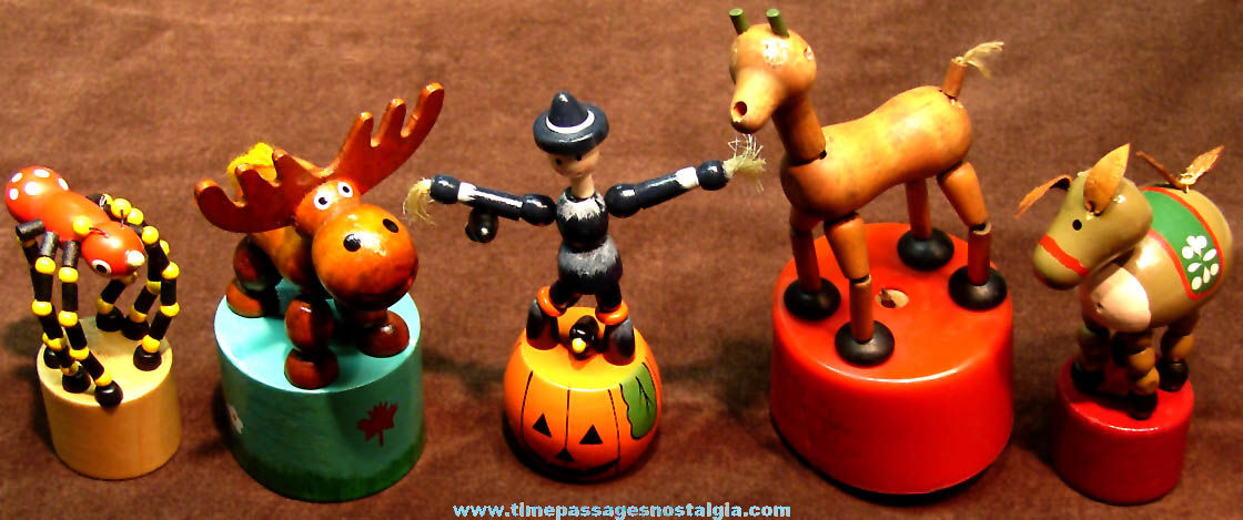 (5) Different Colorful Wooden Character Push Puppets