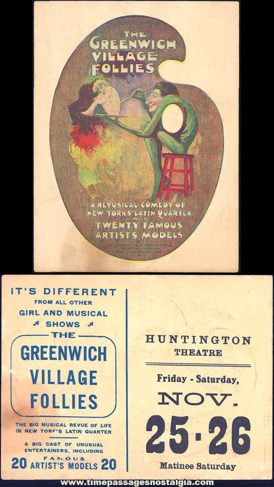 Colorful Old Greenwich Village Follies New York Latin Quarter Advertising Card