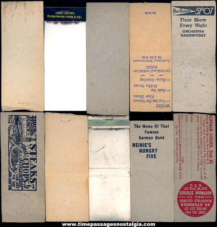 (10) Different Colorful Old Entertainment Advertising Match Book Covers