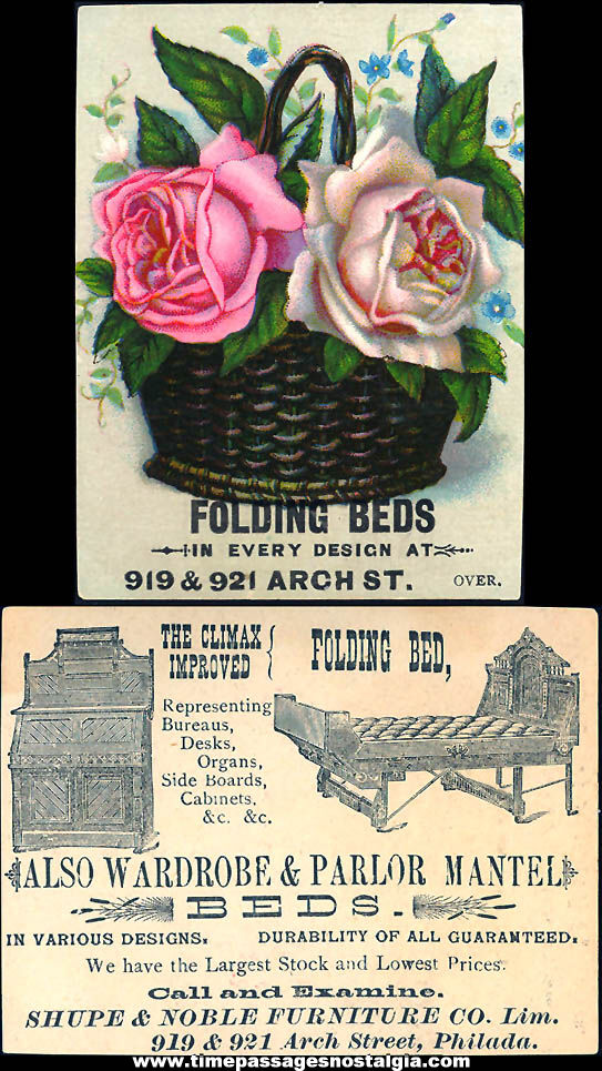 Early Philadelphia Pennsylvania Parlor Wardrobe Folding Bed Trade or Business Card