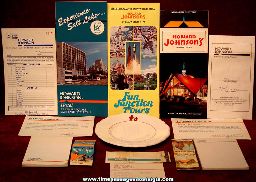 (14) Different Small Old Howard Johnsons Hotel Motor Lodge & Restaurant Advertising Souvenir Items