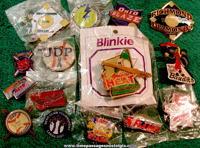 (15) Different Colorful Baseball Sports Team Advertising Pins