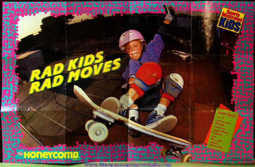 (2) Different Unused 1992 Kraft General Foods Post Honeycomb Cereal Sports Rad Kids Moves Posters