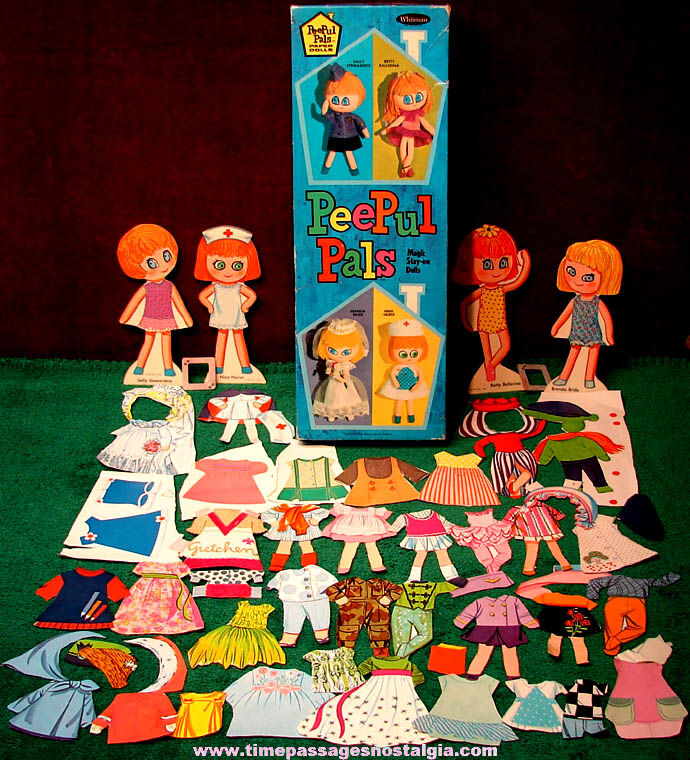 Colorful Boxed 1967 Western Publishing Company PeePul Pals Paper Dolls Set