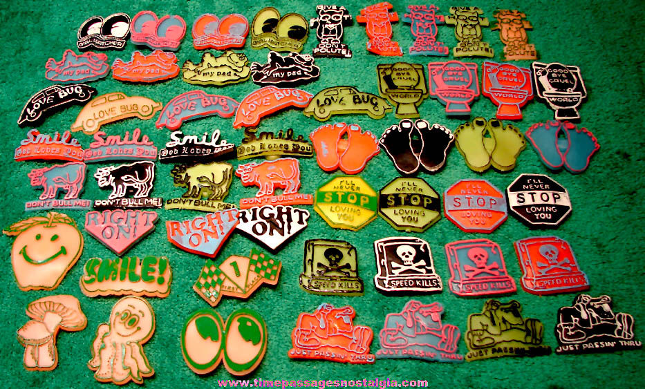 (55) Colorful Old Novelty Rubber Sucker Signs With Old Slogans or Sayings