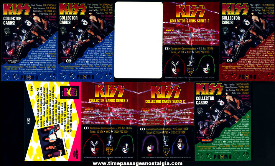 (9) Old KISS Rock & Roll Music Band Promotional Cards