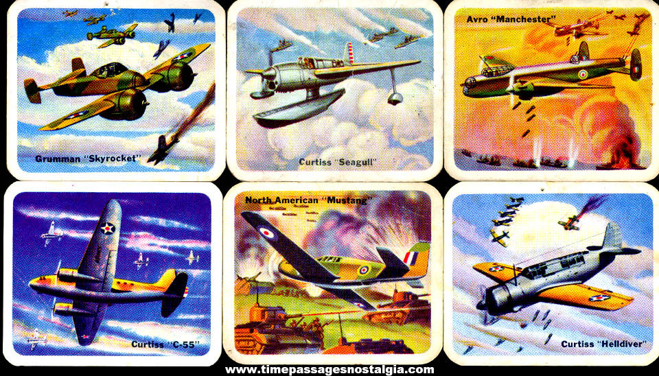 (6) Different Old Lowneys Cracker Jack Pop Corn Confection Military Aircraft or Airplane Trading Cards