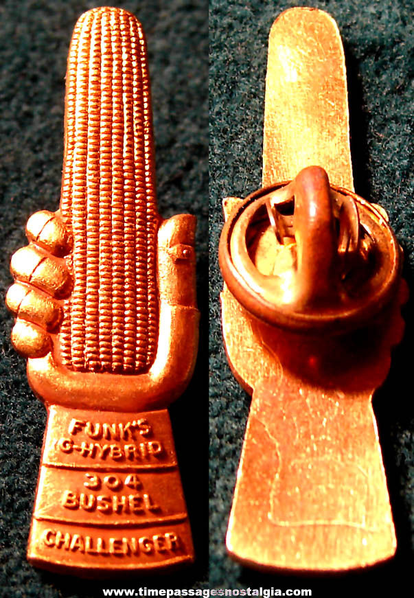 Old Metal Funks G Hybrid Corn Advertising Tie Tack Type Pin