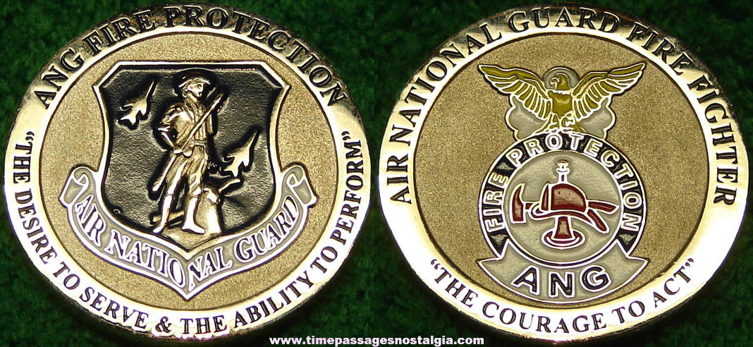 United States Air National Guard ANG Fire Fighter Enameled Metal Token Coin