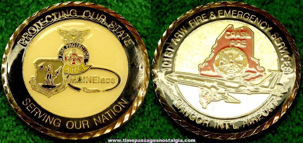 United States Air National Guard & Bangor International Airport Enameled Metal Token Coin