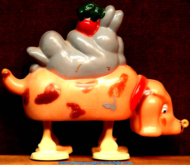 Colorful Old Marx Novelty Rabbit & Dog Incline Ramp Walker Mechanical Toy