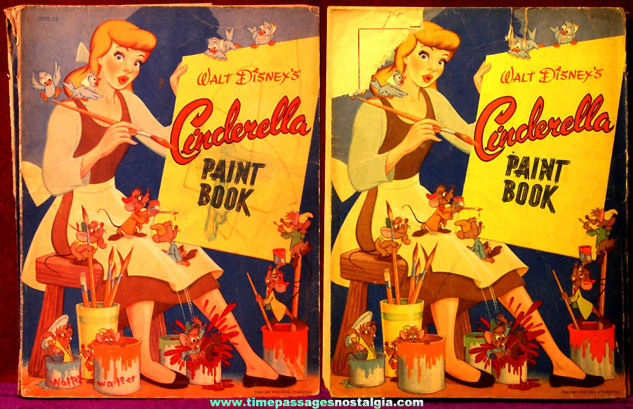 1950 Walt Disney Productions Cinderella Character Whitman Publishing Paint Book