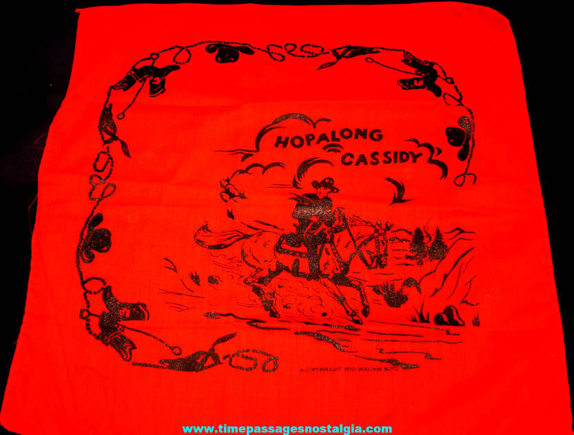 ©1950 Hopalong Cassidy Television Cowboy Character Hero Imprinted Cloth Neckerchief or Bandana ©1950 Hopalong Cassidy Television Cowboy Character Hero Imprinted Cloth Neckerchief or Bandana