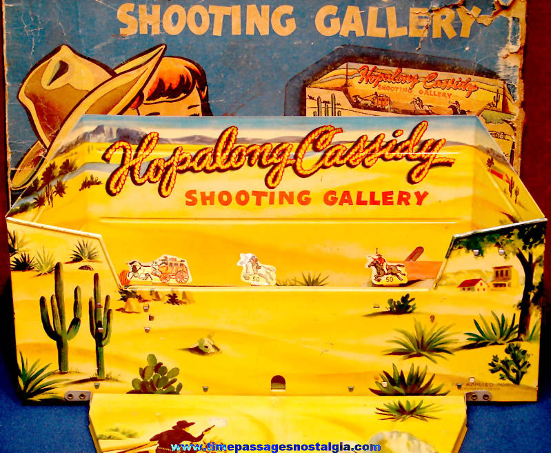 Automatic Toy Company Hopalong Cassidy Mechanical Tin Toy Shooting Gallery