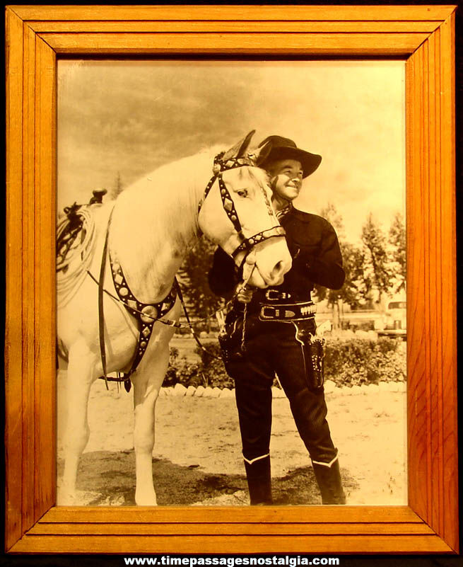 Old William Boyd Hopalong Cassidy & Topper Horse Framed Black & White Photograph Print Old William Boyd Hopalong Cassidy & Topper Horse Framed Black & White Photograph Print