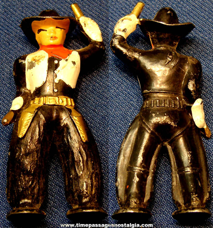 Old Painted Metal Barclay Pod Foot Western Cowboy Play Set Figure Old Painted Metal Barclay Pod Foot Western Cowboy Play Set Figure