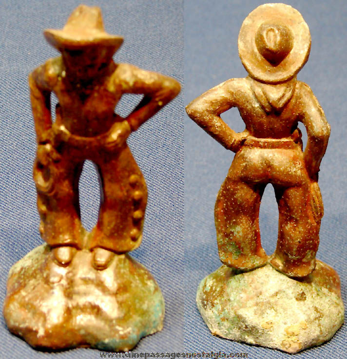 Old Copper Metal Western Standing Cowboy Figurine Old Copper Metal Western Standing Cowboy Figurine