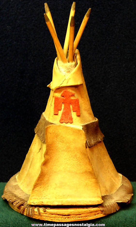 Old Leather & Wood Native American Indian Toy Tee Pee Old Leather & Wood Native American Indian Toy Tee Pee