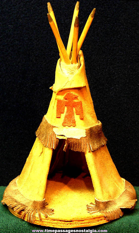 Old Leather & Wood Native American Indian Toy Tee Pee