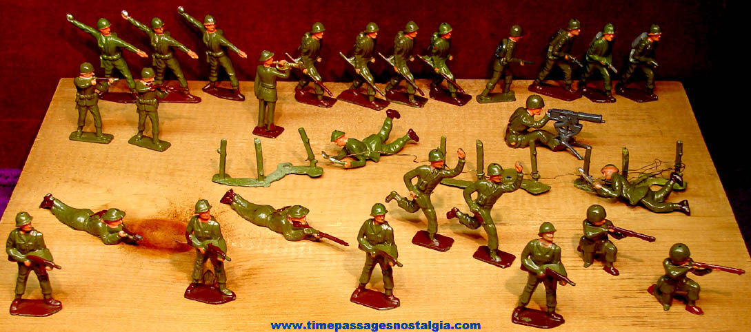 (30) Various Old Painted Lead Metal Crescent Play Set U.S. Army Soldier Figures