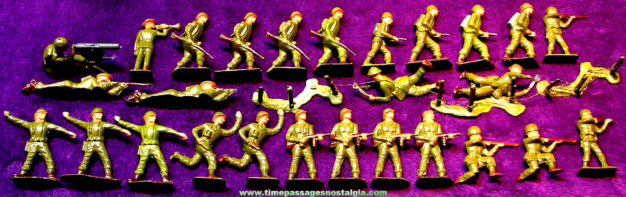(30) Various Old Painted Lead Metal Crescent Play Set U.S. Army Soldier Figures