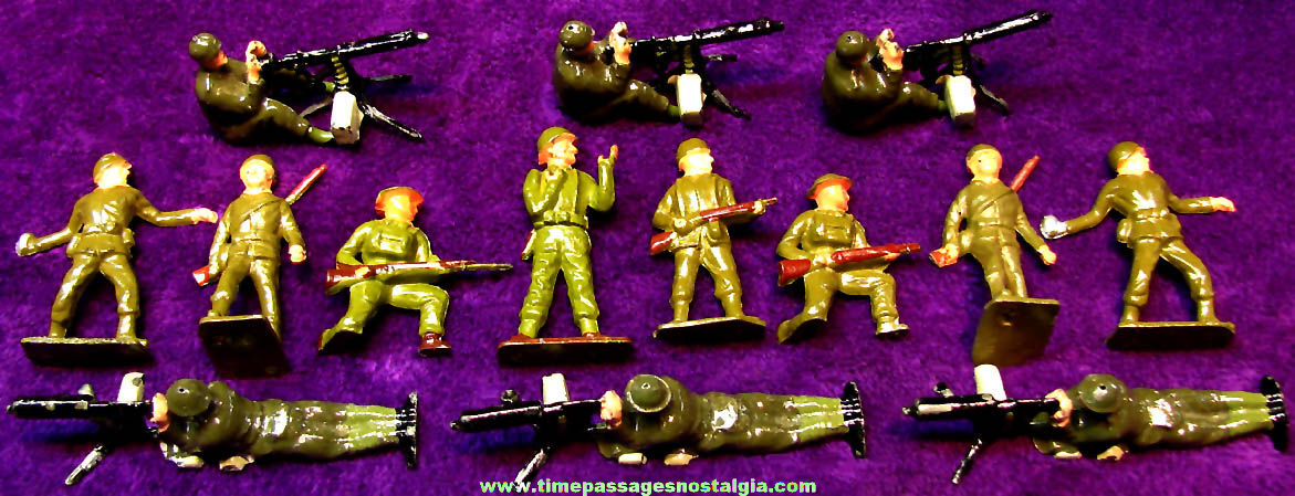(14) Various Old Painted Lead Metal Play Set U.S. Army Soldier Figures