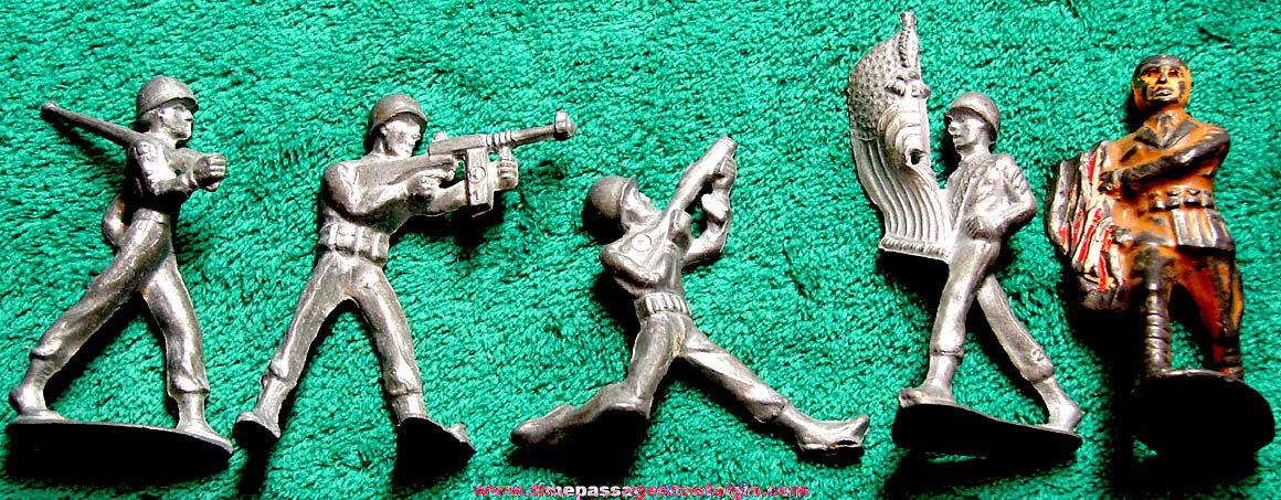 (5) Various Old Lead Metal Play Set U.S. Army Soldier Figures