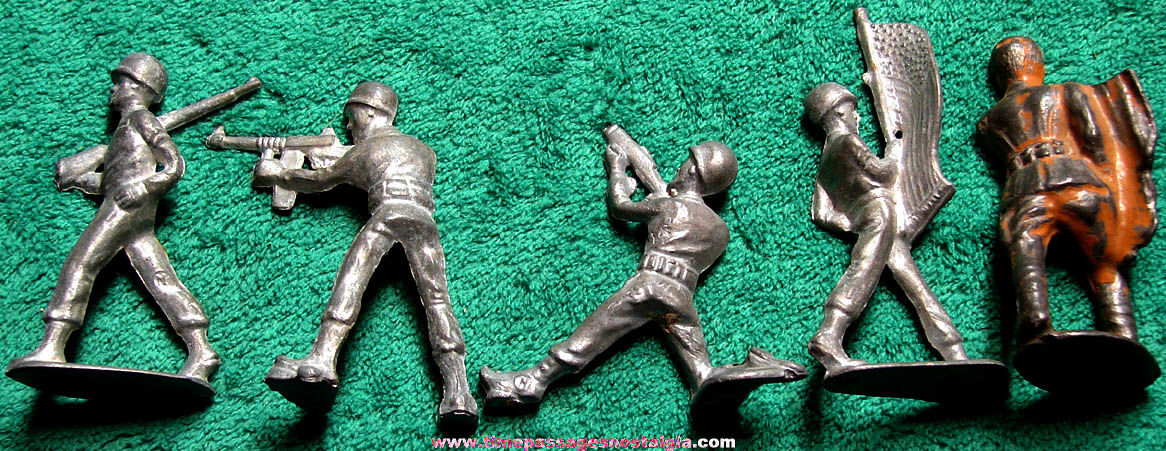 (5) Various Old Lead Metal Play Set U.S. Army Soldier Figures