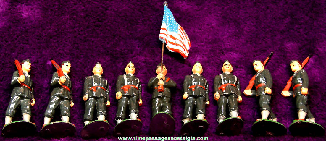(9) Various Old Painted Lead Metal Timpo Play Set Ceremonial U.S. Army Soldier Figures