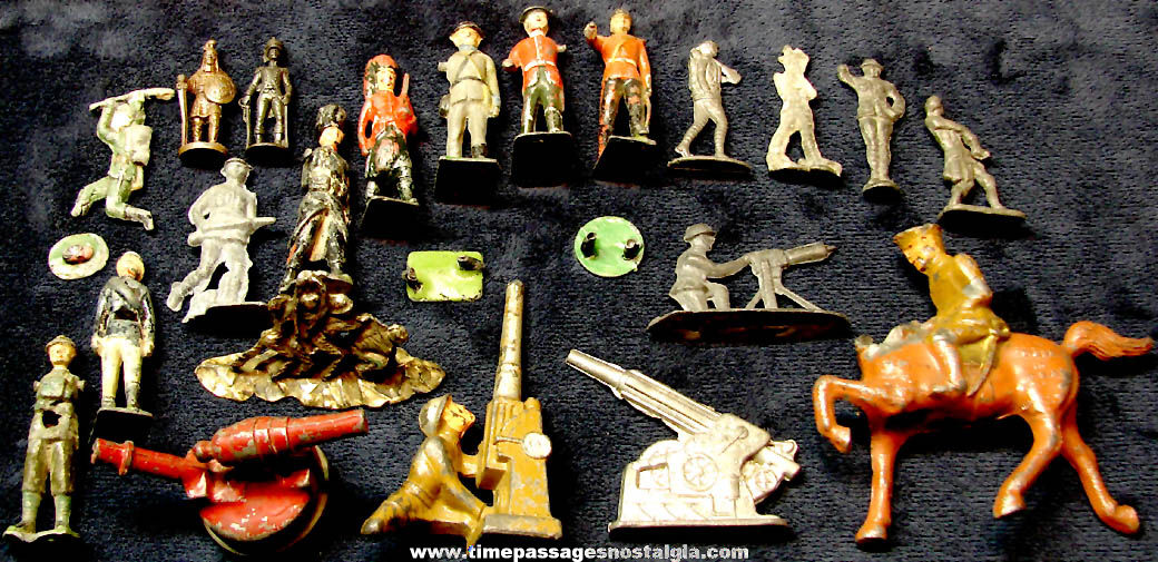 (24) Mixed Old Painted & Unpainted Lead Metal Play Set Military Army Soldier Figures & Parts