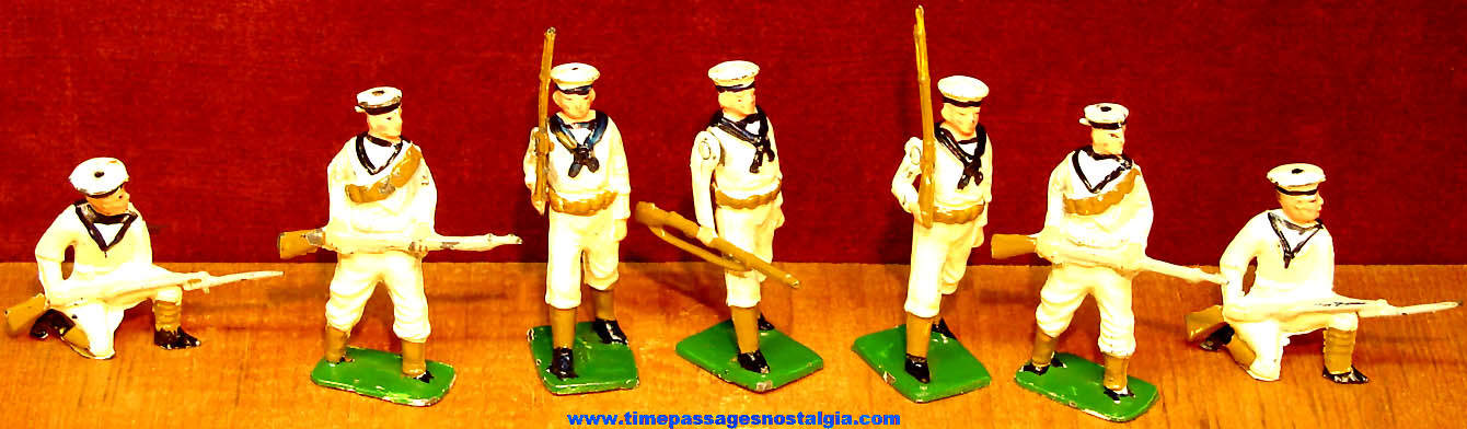 (7) Old Painted Lead Metal Johillco Play Set Navy Sailor Figures