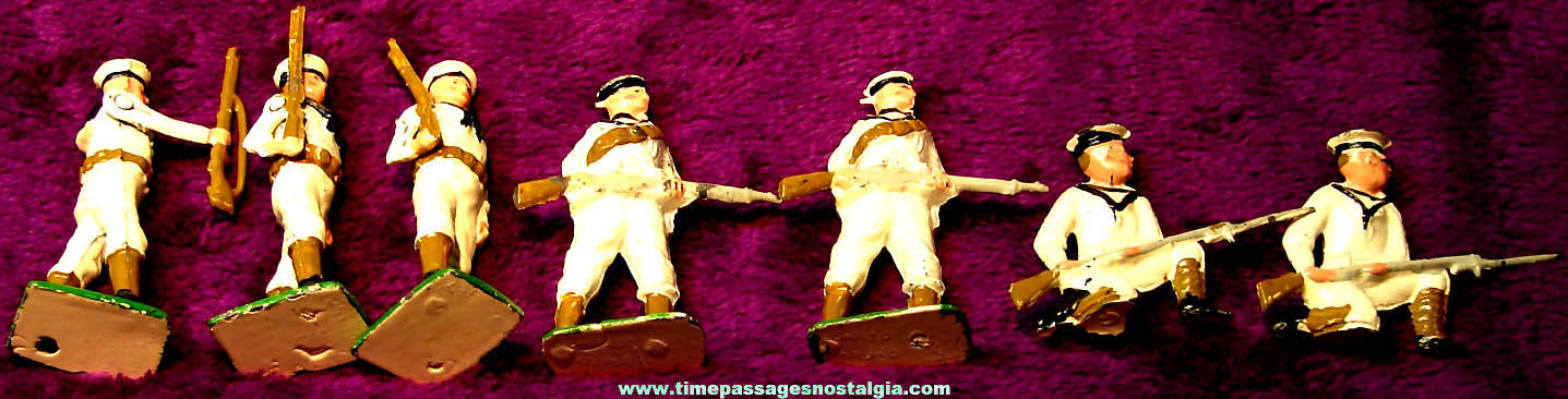 (7) Old Painted Lead Metal Johillco Play Set Navy Sailor Figures