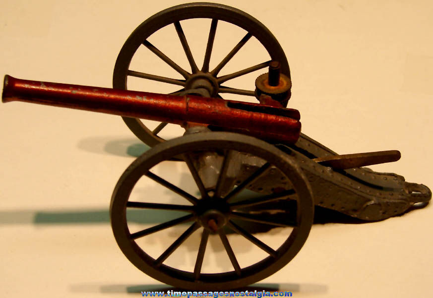 Small Old Painted Metal Firing Civil War Army Play Set Cannon Small Old Painted Metal Firing Civil War Army Play Set Cannon